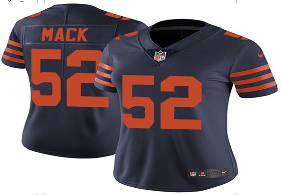 Women Chicago Bears #52 Mack Blue Orange Nike Vapor Untouchable Player NFL Jerseys->women nfl jersey->Women Jersey
